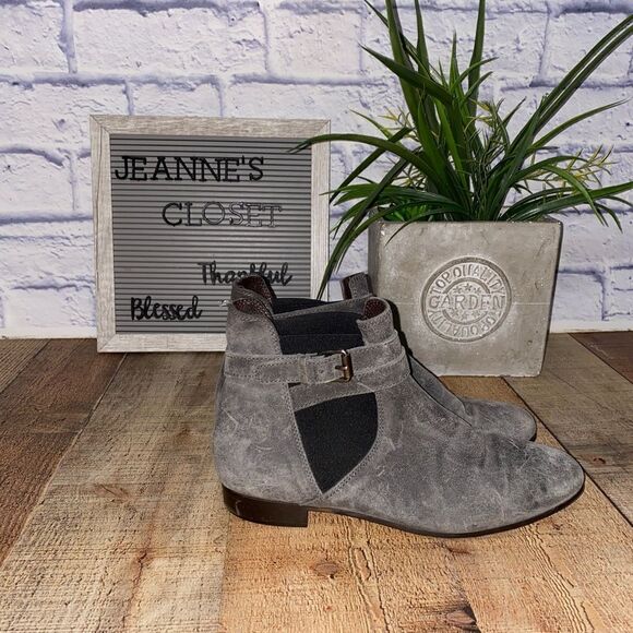 JCrew $198 Suede Buckle Ankle Boots Sz 7 - Picture 1 of 11